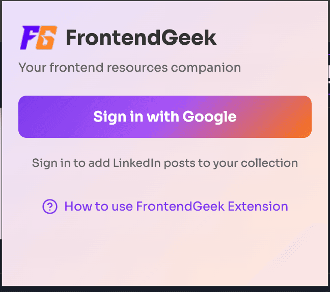 Sign in with Google for FrontendGeek extension