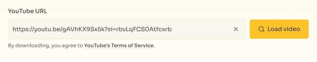 Pasting a YouTube URL into the FrontendGeek download tool