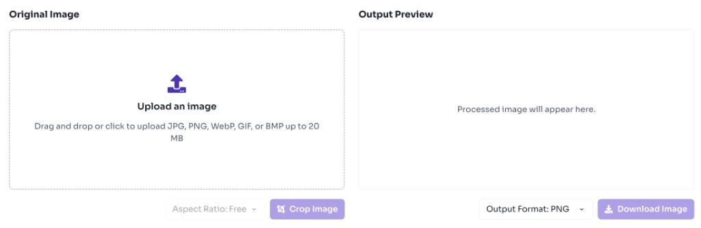 Image cropper upload area with drag and drop zone