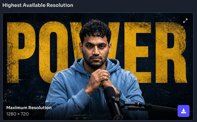 YouTube Thumbnail Downloader - highest resolution preview with Download button