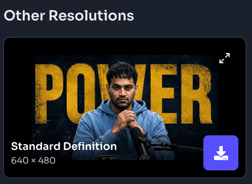 YouTube Thumbnail Downloader - Other Resolutions card with Download button