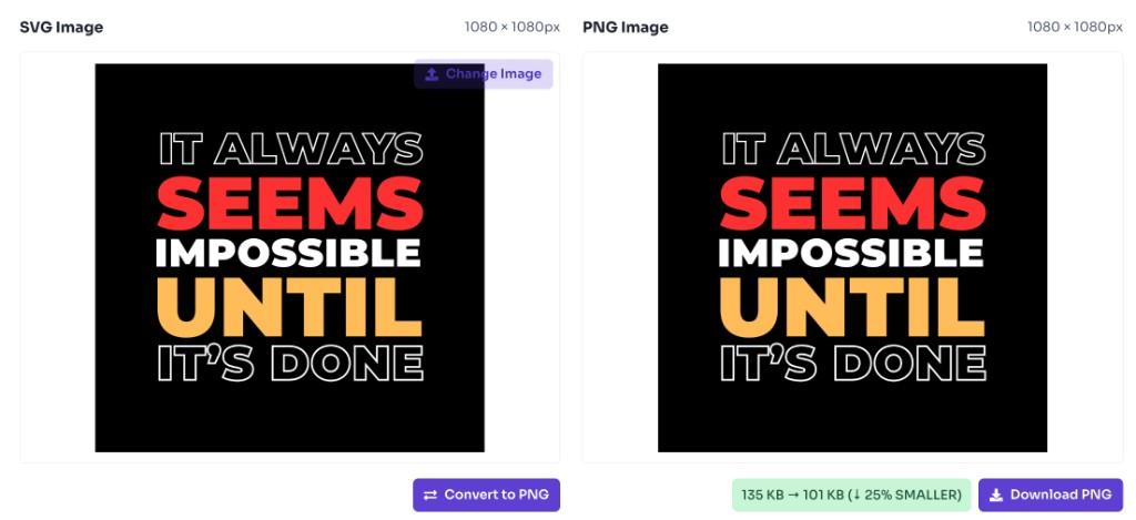 SVG to PNG converter showing converted PNG preview and download button SVG to PNG converter showing converted PNG preview and download button