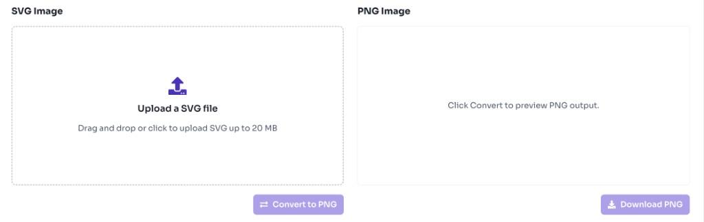 SVG to PNG converter upload area with drag and drop zone SVG to PNG converter upload area with drag and drop zone