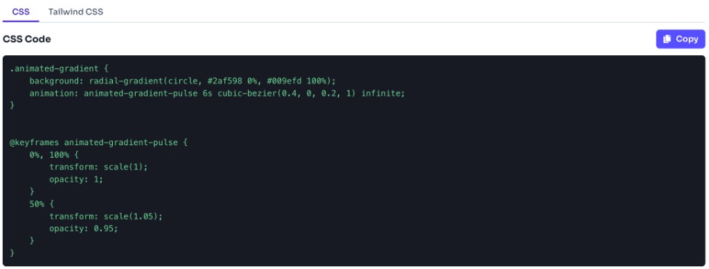 Animated Gradient Background Generator — Preview and Copy Code — Copy CSS output