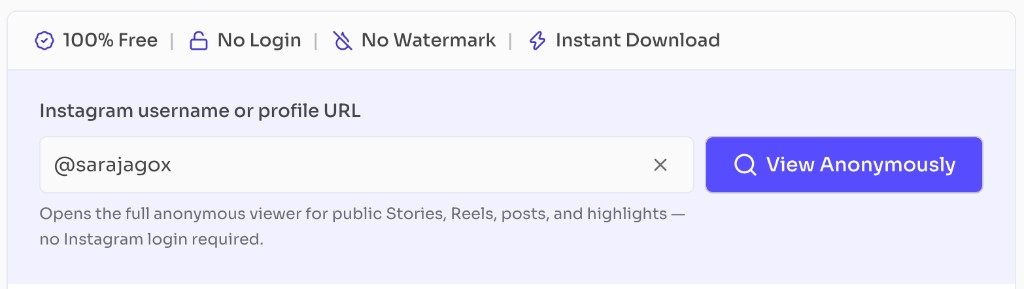 Anonymous Instagram Viewer — Story, Reel, Post & Profile — Enter a public handle — Anonymous Instagram Viewer — enter a public username and click View Anonymously