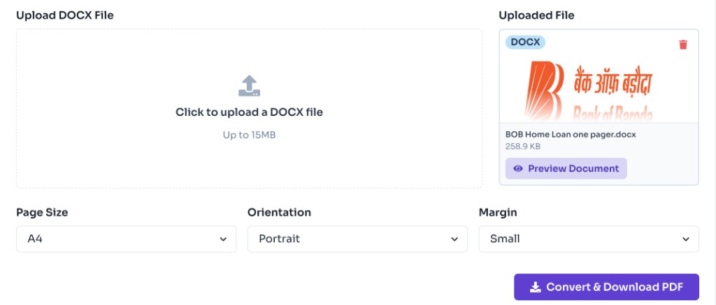 How to Use This Doc to PDF Converter? — Upload Your DOC File — Doc to PDF Converter Online - upload a DOC file and preview the uploaded document