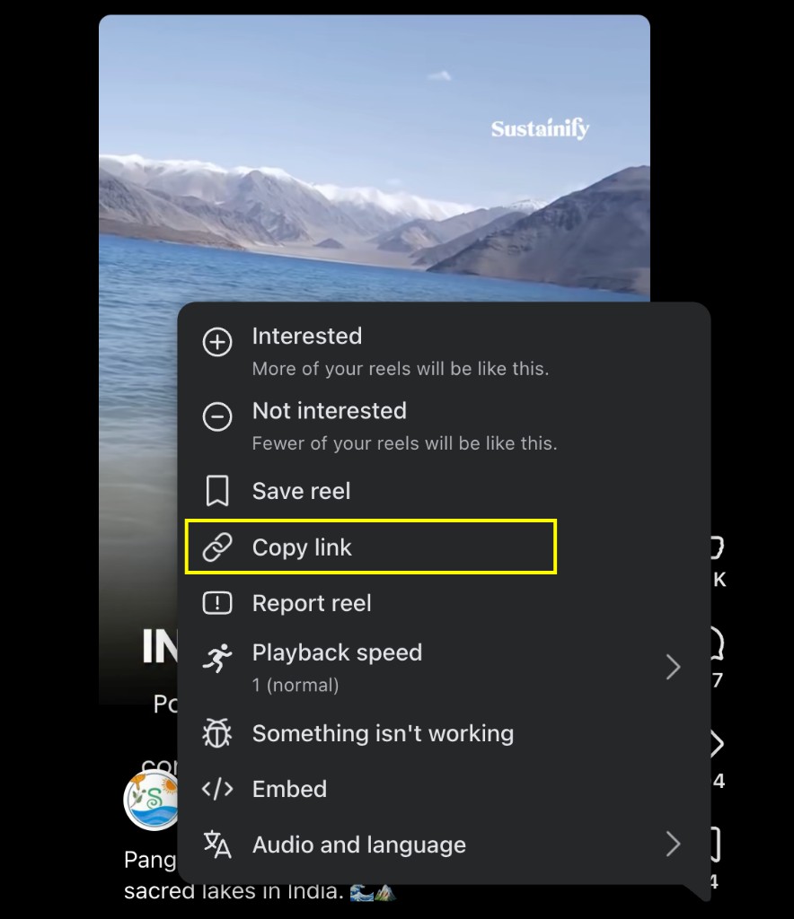 इस टूल का उपयोग कैसे करें? — Video यूआरएल कॉपी करें — Facebook share menu with Copy link selected