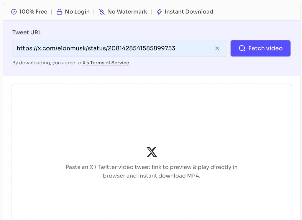 Free Twitter to MP4 Converter — paste a Tweet URL and click Fetch video Free Twitter to MP4 Converter — paste a Tweet URL and click Fetch video