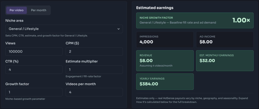 How to use this tool — Read Estimates — YouTube Earnings Calculator - Step 3: Read Estimates How to use this tool — Read Estimates — YouTube Earnings Calculator - Step 3: Read Estimates