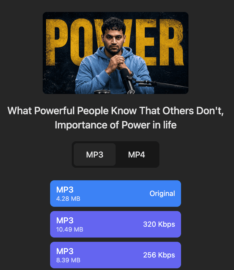 YouTube Music Downloader - select high quality MP3