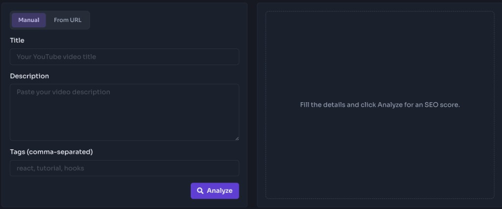 How to use this tool — Choose Mode — YouTube SEO Score Checker - Step 1: Choose Mode